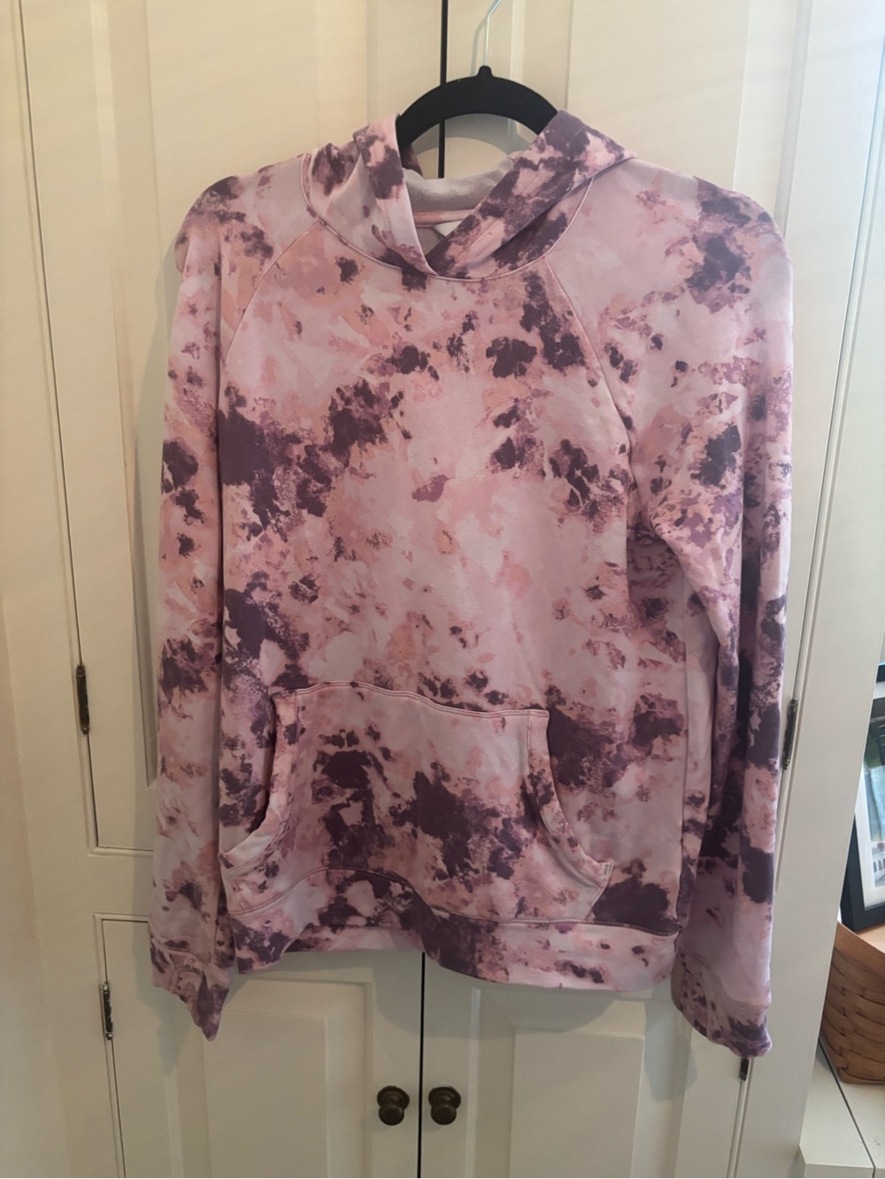 Athleta Girl Pink and Purple Tie-Dye Pullover Hoodie